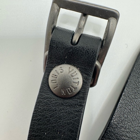 Authentic Louis Vuitton Black Leather Luggage Tag Small - Picture 4 of 9